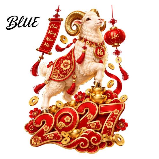 Многоразовые ПВХ Наклейки на Окно 2027 Год Овцы Vietnamese Happy New Year Статичная Наклейка Двусторонние Украшения для Стекла Съемная Лунная Наклейка
