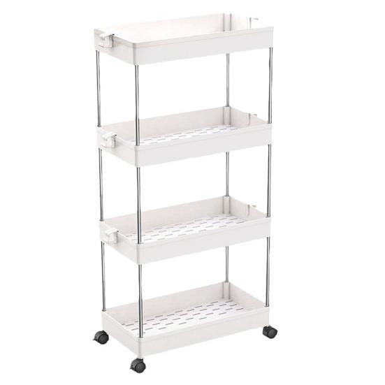Тележка для хранения, 3-х уровневая мобильная полка-органайзер, большая вместимость, простая установка, регулируемый дизайн, тележка для хранения на колесиках