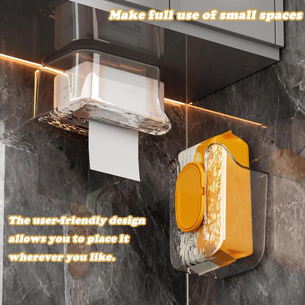 2 шт. Прозрачный диспенсер для влажных салфеток, Держатель для кухни и ванной комнаты, Многоразовый контейнер-коробка, Настенный держатель для коробки с салфетками