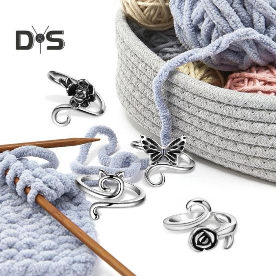 8 шт./компл. нитяное кольцо для вязания крючком, регулируемые кольца в виде животных, плетеное кольцо для вязания, полые кольца, натяжные кольца для пряжи для вязания крючком, аксессуары для вязания