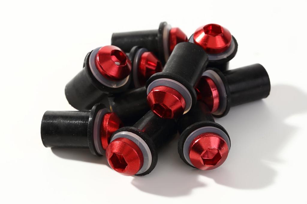 Офис кк Болт и гайка-вставка для экрана, Красный, Набор из 10 штук, Размер M5, Использует оригинальную резину, Для крепления обтекателей и экранов