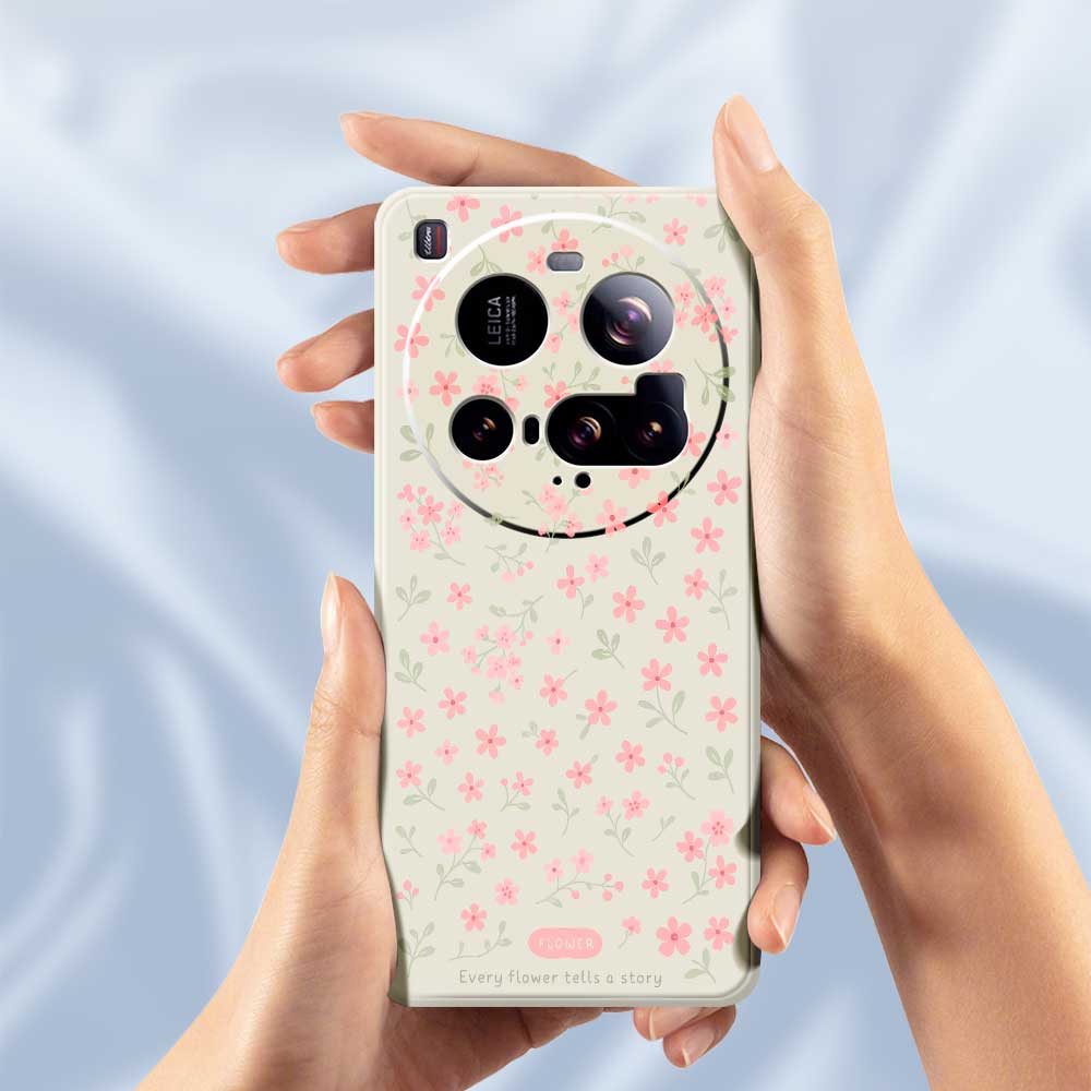 For Xiaomi 15 Ultra Case Pink Small Flowers Pattern Printing Straight Edge TPU Phone Back Cover