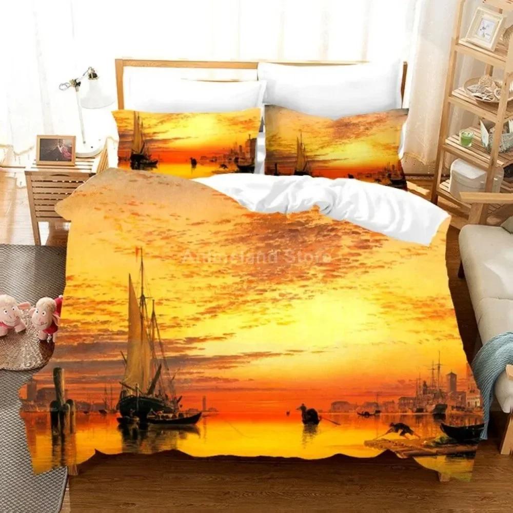 Oil Painting Van Gogh Star Sky Comfortable Duvet Quilt Cover Pillowcase Bedding Set Children Bedroom Decoration Home Textile