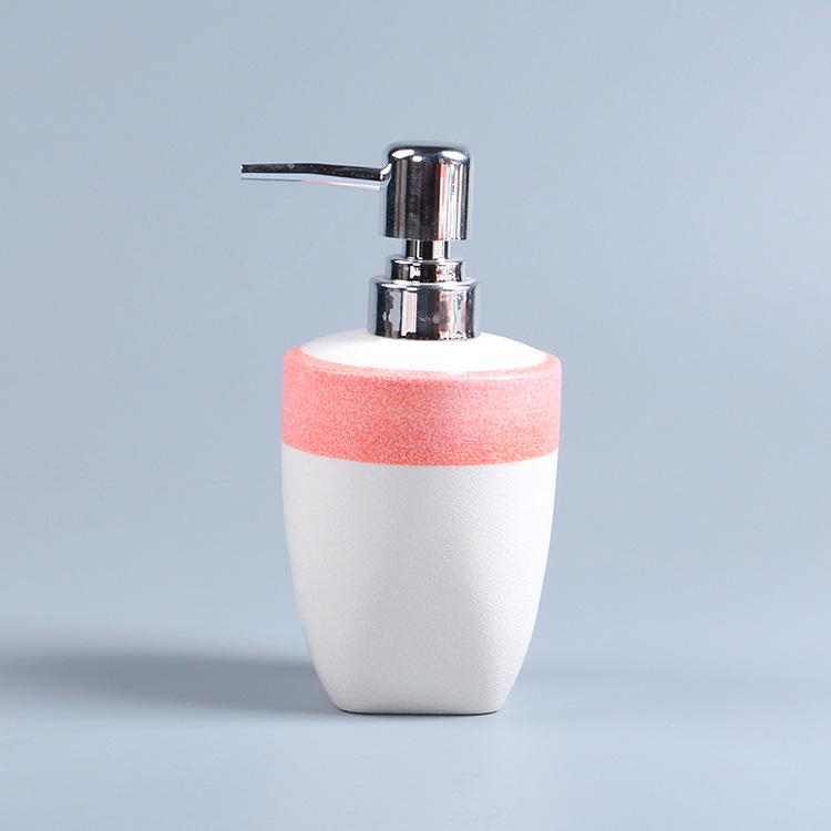 European Style Snowflake Glaze Ceramic Bathroom Set: Pink Mouthwash Cup, Hand Sanitizer Bottle, and More
