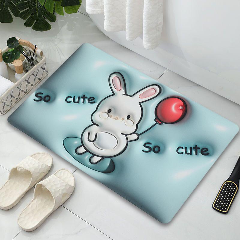 Мультяшный диатомовый ил для ванной комнаты, туалета, подушки, кухонный коврик для ног, мультяшное изображение, впитывающий нескользящий коврик для двери