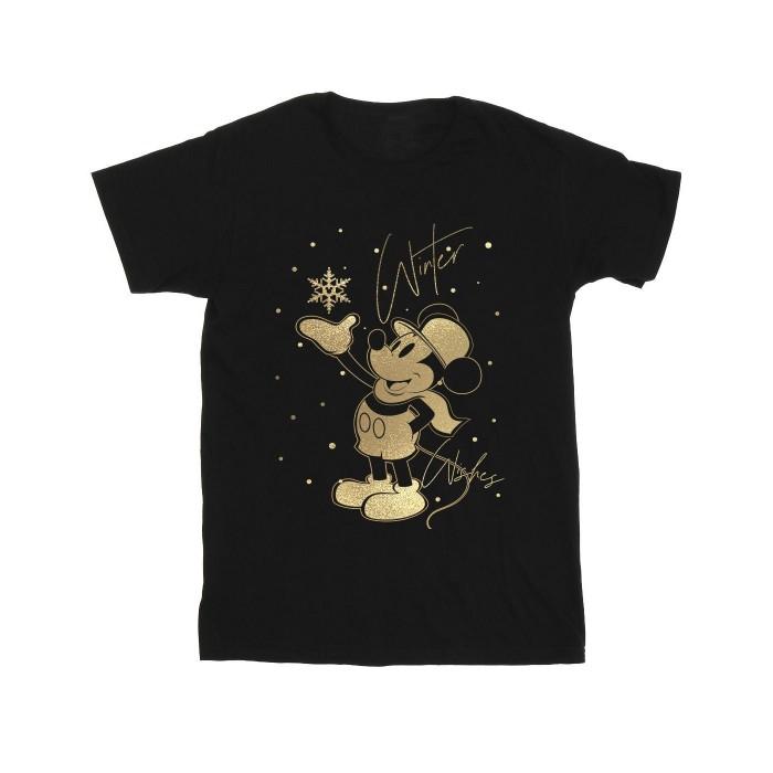 Disney Girls Winter Wishes Mickey Mouse Cotton T-Shirt