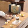 Golden silk bamboo rhyme ancient rhyme pot tea set living room office guest reception Dehua white porcelain set light luxury gift box gift