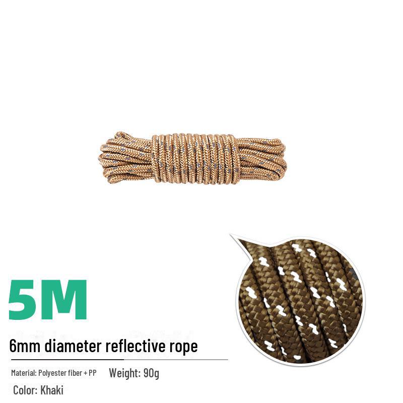 Светоотражающая веревка толщиной 5 мм, 50 м — для палаток, грунтовых колышков, навесов, бельевых веревок и ветрозащитных аксессуаров.