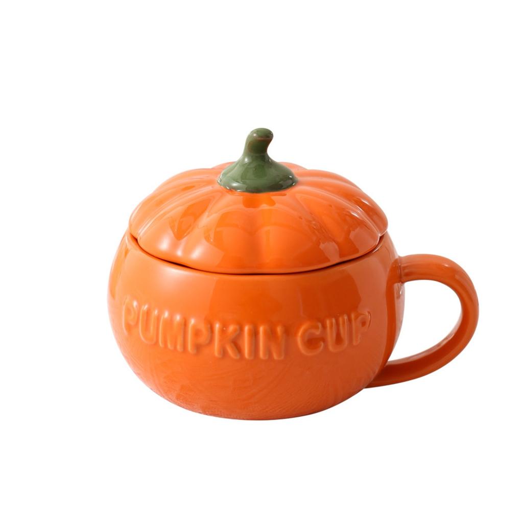 Милая кружка-тыква, керамическая кружка, кружка для молока, супа, завтрака, оригинальная, персонализированная, мультяшная кружка с крышкой