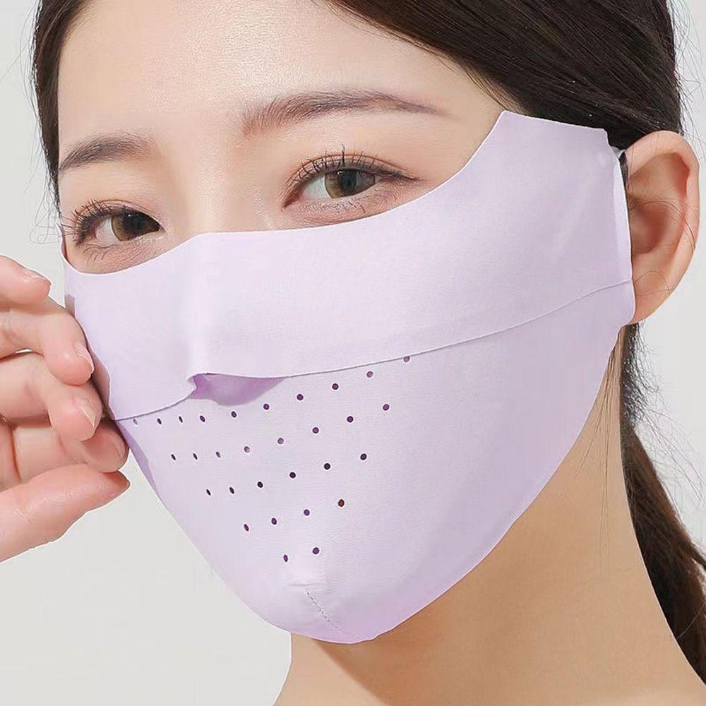 For Women For Girl Solid Color Hiking Outdoor Face Scarf Face Cover Ice Silk Mask Sunscreen Mask