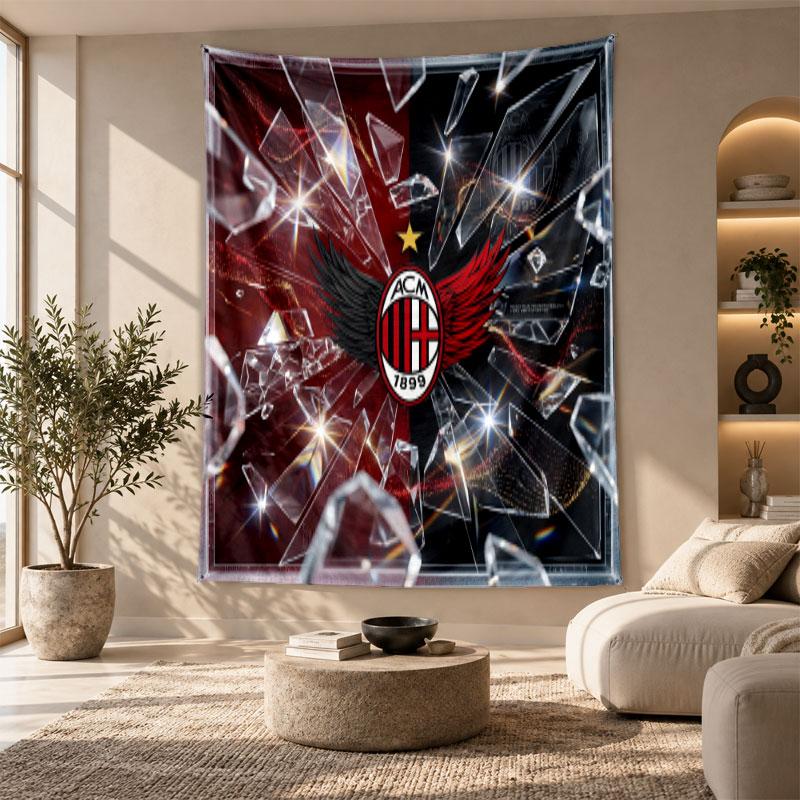 Decorative Tapestry,AC Milan Printed Wall Art, Lightweight Wall Hanging For Bedroom Background