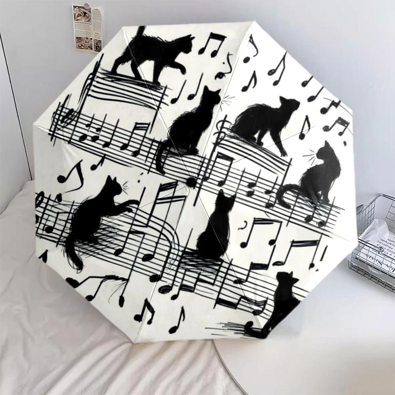 1PC Musical notes Umbrella Portable Folding Umbrella Iron Frame Hole Bone Structure Outdoor Home Umbrella A1