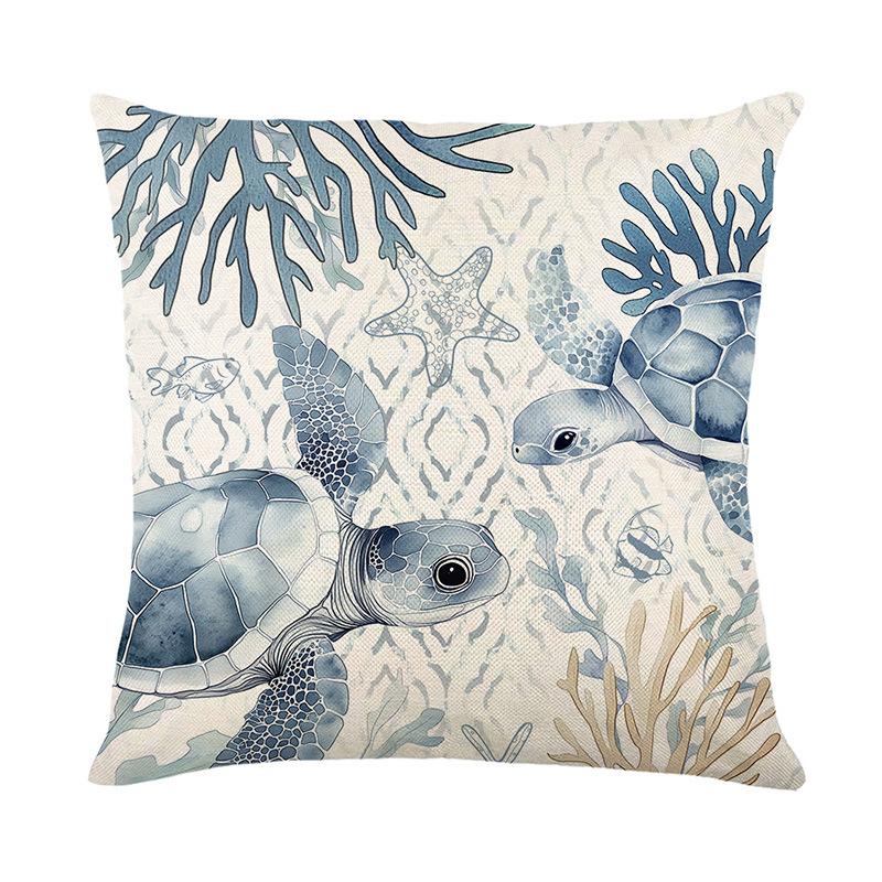 45X45 Ocean Print Pillowcase Mediterranean Style Pillow Cover Cushion Covers Home Living Room Sofa Couch Seat Decor 1Pc/4Pcs