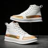 Мужские белые модные кроссовки с высоким верхом, осенние новинки, сочетание металлических цветов, кеды, молодежный трендовый бренд, корейская мода