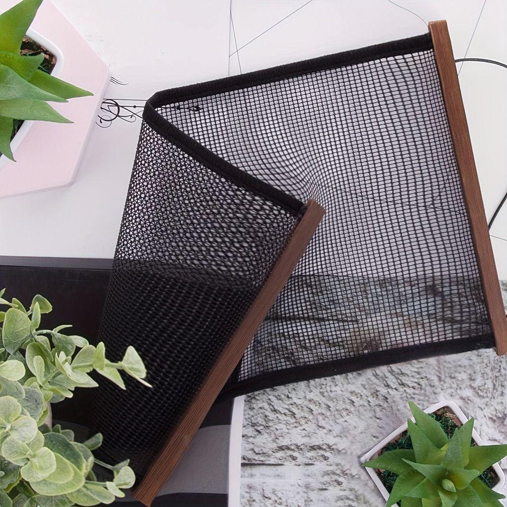 Mesh Grid Jewelry Hanging Storage Rack Wood Frame Mesh Display Rack for Home