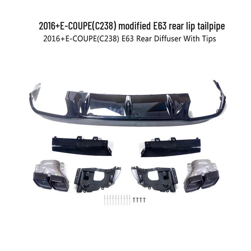 Rear Lip Diffuser with Quad Tailpipes for 16-21 Mercedes-Benz E-Class Coupe AMG E53/E63