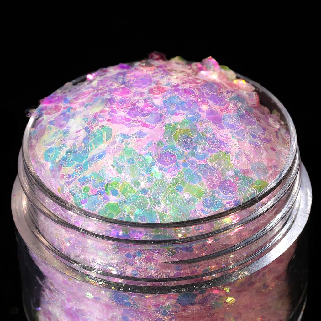 Holographic Chunky Glitter Art Powder Iridescent Sequins Flakes Eco-Friendly PET Material Festival Decoration