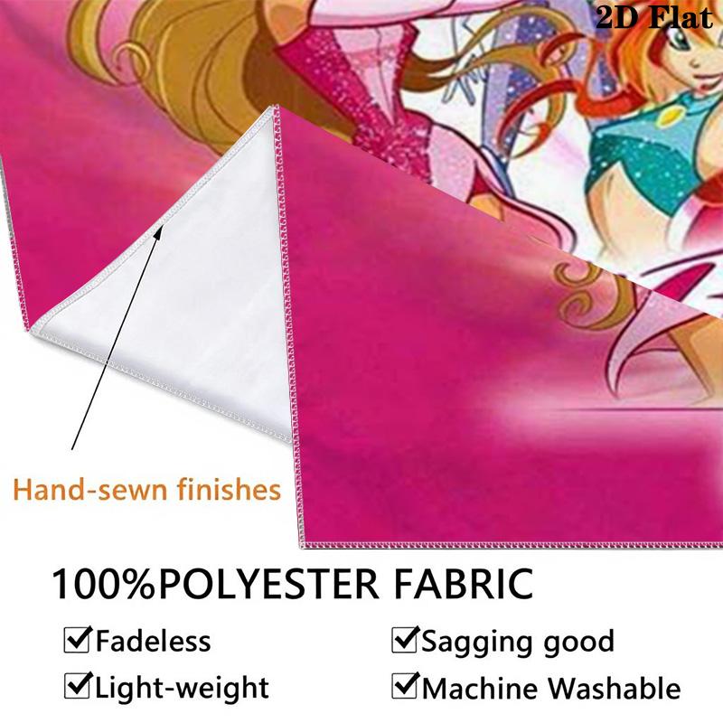 Winx Wall Tapestry Aesthetic Wall Hanging Printed Fabric Blanket Decorative Tapestries for Bedroom Living Room Home Decor