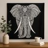 Black-and-White Cotton Double Bedspread Wall Hanging Elephant