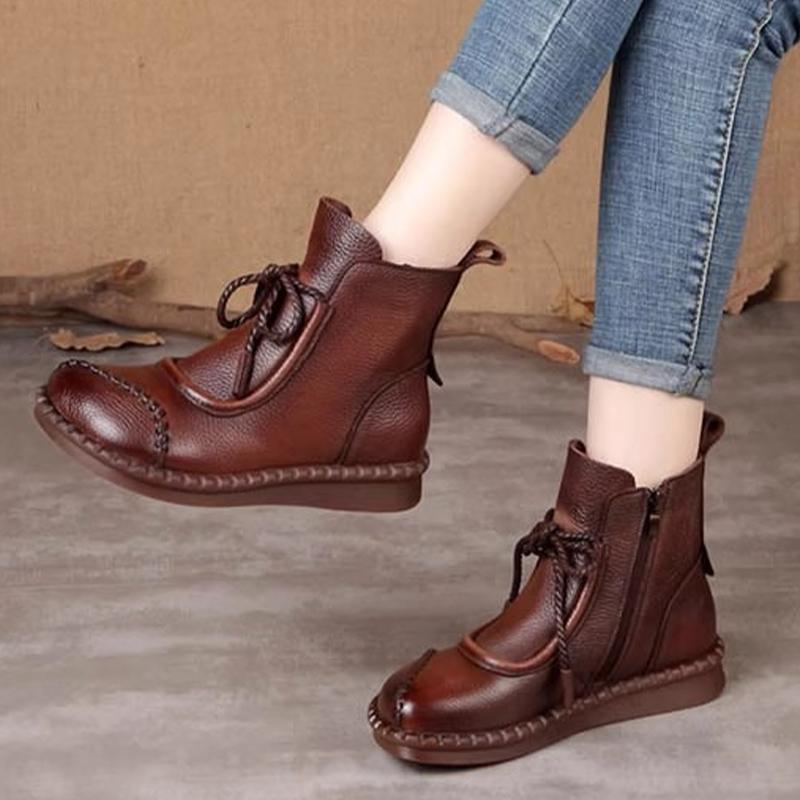 Женские ботильоны на плоской подошве из кожи со шнуровкой, дизайнерская повседневная обувь, классические туфли-оксфорды, тренд, зимние, новые, удобные, Botas De Mujer