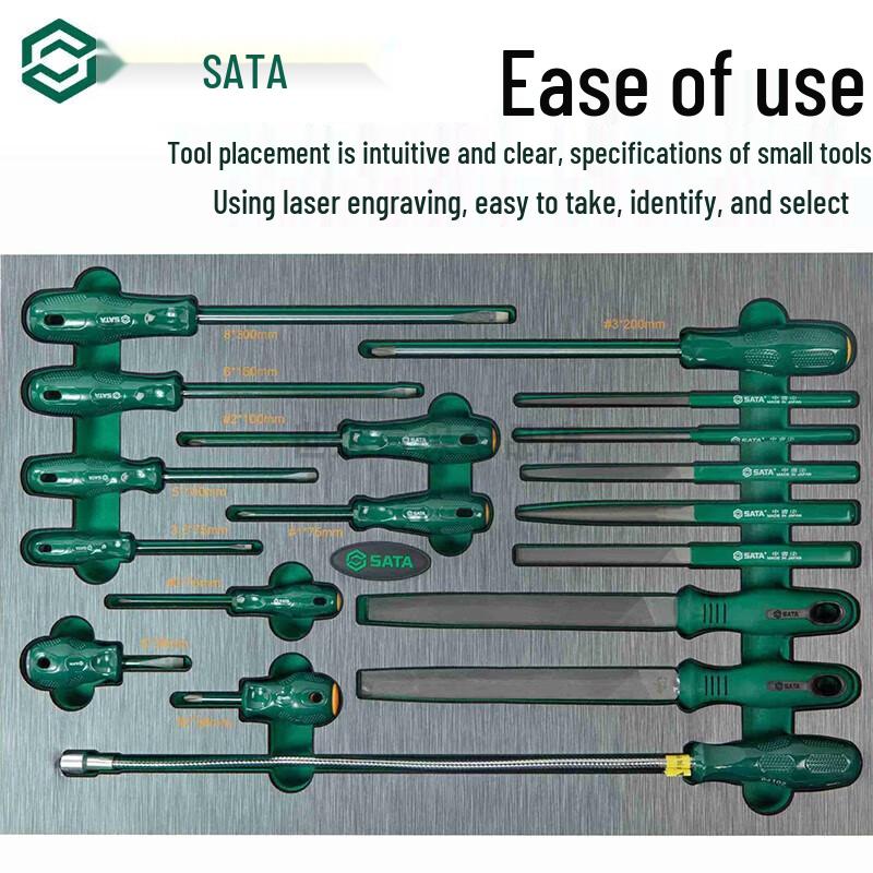 Промышленный набор инструментов SATA из 176 предметов с 5-ящичным тележкой