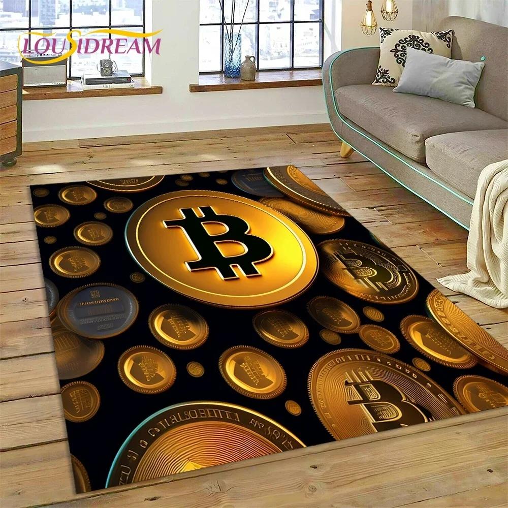 3D Ковер Bitcoin Виртуальная Валюта NFT для Спальни Гостиной Дома Декор Дивана, Детская Игра Большой Декоративный Напольный Коврик