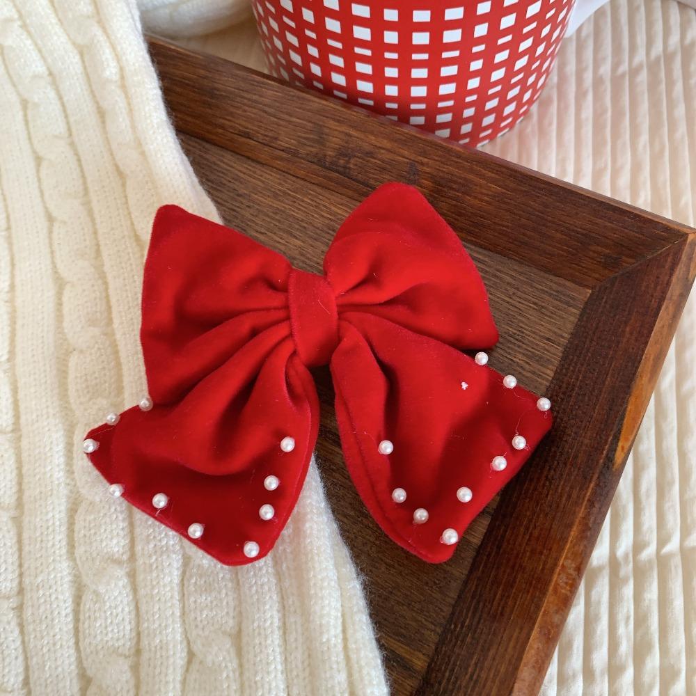 Crown Velvet Red Bow Hairpin Cloth Hanfu Hair Sticks All-match Ancient Style Hairpin  Children