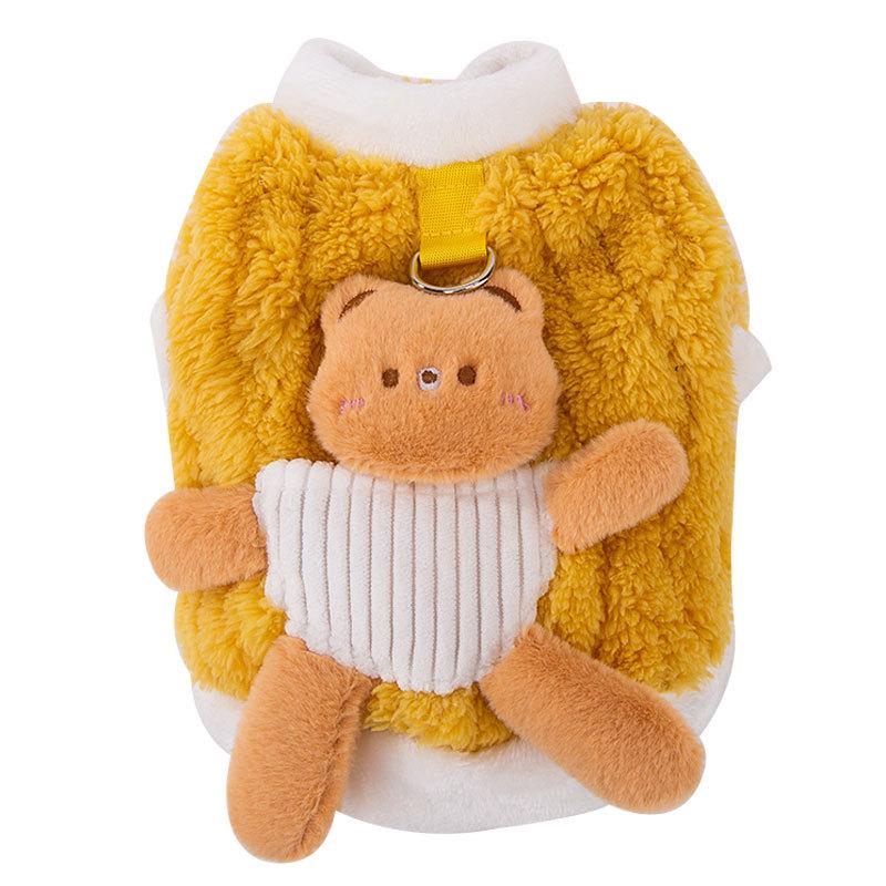 Three-dimensional Bear Cat Clothes, Warm In Autumn and Winter, Comfortable Cotton Lint Kittens and Puppies, and Pet Bipods In Winter