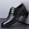 Leather Shoes Men's Formal Wear Business Casual Leather Soft Sole Summer Hollow Breathable Thick Sole Black Wedding Groom Shoes Men's Shoes