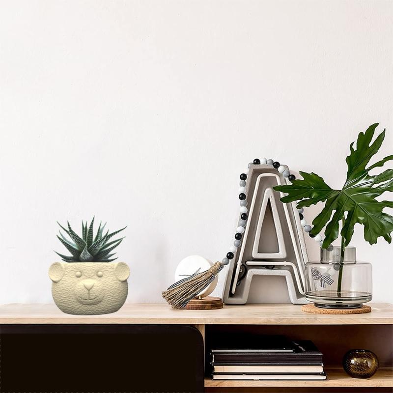 Cute Bear Silicone Mold Succulent Flower Silicone Mold for Crafts Unique Succulent Candle Holders