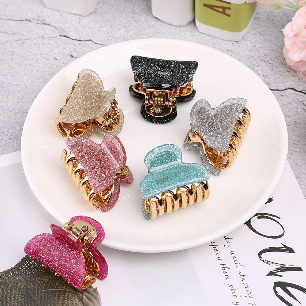 Barrette Acrylic Hair Clip Candy Colors Butterfly Hair Clip Cute Hairpin Clamp  Women Girl