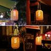 1 PCS Solar Bamboo Woven Lantern Outdoor Garden Courtyard Lighting Fixture Waterproof Hanging Decor For Patio Yard