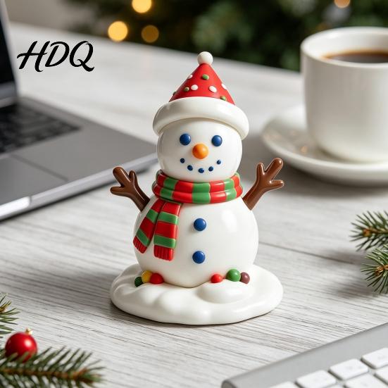Creative Holiday Presents for Friends Christmas Resin Figurine Cute Clay Style Santa Snowman Gingerbread Man Compact Decor Office Statue Festive