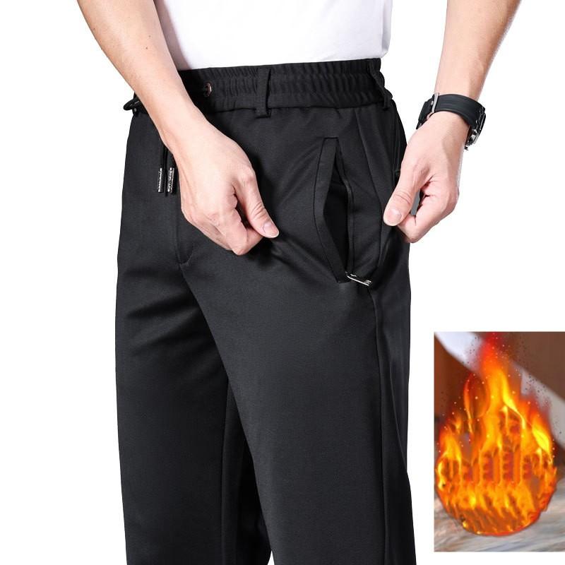 Мужские весенне-осенние свободные брюки прямого кроя больших размеров с эластичной резинкой, молодежные деловые повседневные однотонные брюки