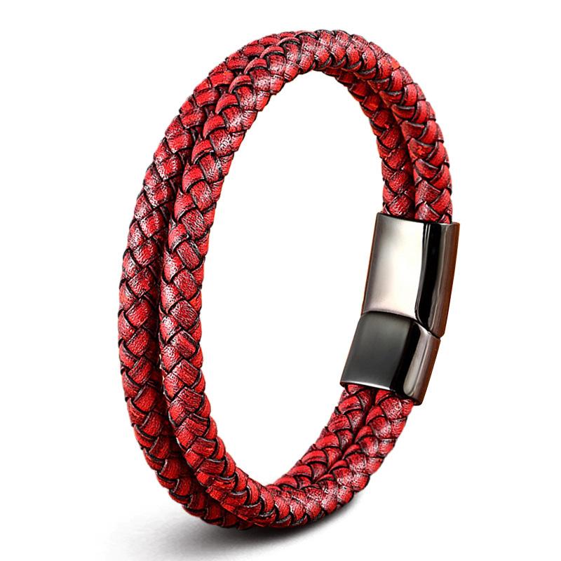 19/21/23 см мужской кожаный веревочный браслет винтажные ручные парные украшения черный коричневый красный синий стильные повседневные браслеты для мужчин