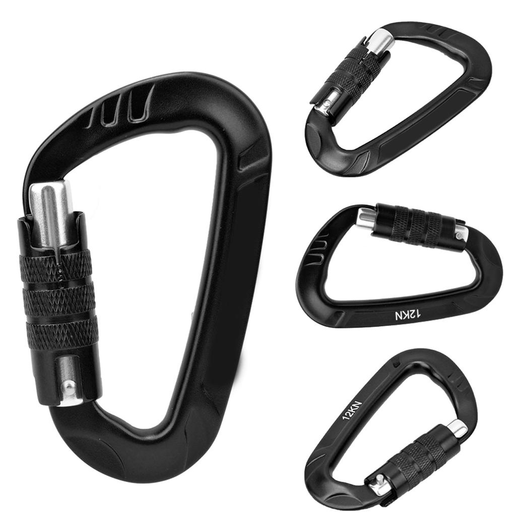 1 шт. 7075 Авиационный алюминий 12 кН D-образный карабин-клипса Аксессуар для безопасности на открытом воздухечерный