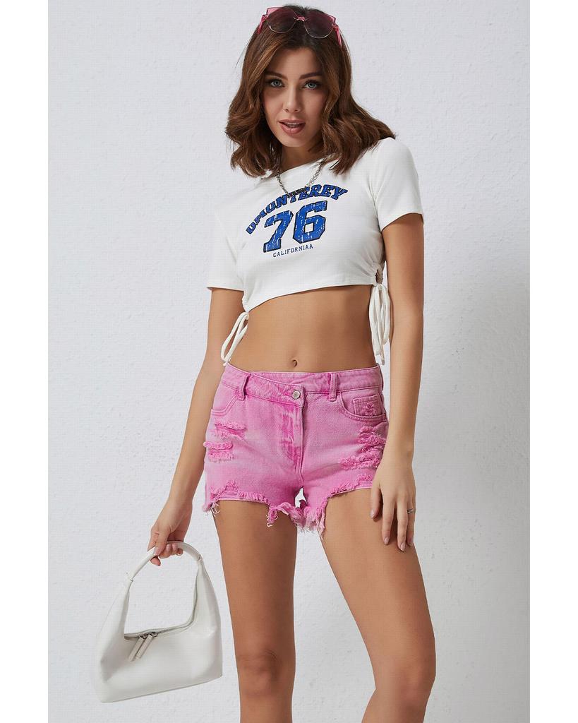 Azura Exchange Crossover Waist Denim Shorts