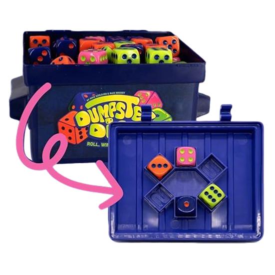 Dumpster Dice Set Fast-Paced Family Dice Game 2-4 Players Board And Dice Game with Dumpster 80 Dices And Graffiti Stickers for Game Night Travel Party