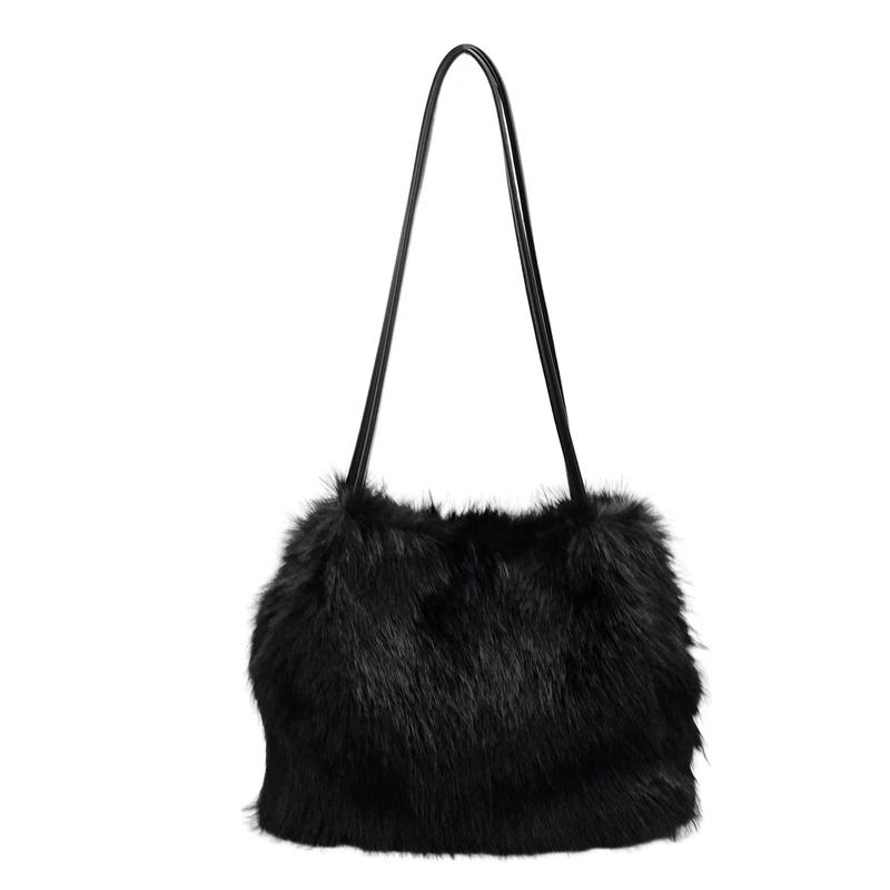 Осенне-зимняя плюшевая сумка, новая модная универсальная повседневная сумка в иностранном стиле, большая вместимость, сумка-мессенджер