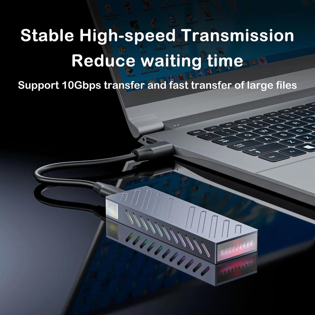 Корпус для M.2 SSD 10 Гбит/с M.2 SATA/NVMe Двухпротокольный адаптер SSD SSD к USB 3.1 Внешний корпус для NVME PCIE NGFF SATA RGB-бокс