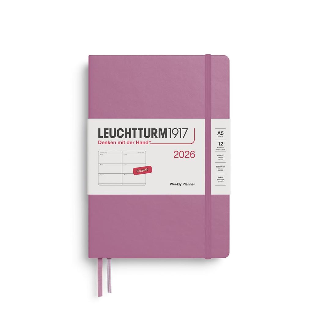 Планировщик Leuchtturm 2026, начало с января, A5 недельный горизонтальный, пыльная роза, 372707, официально импортирован