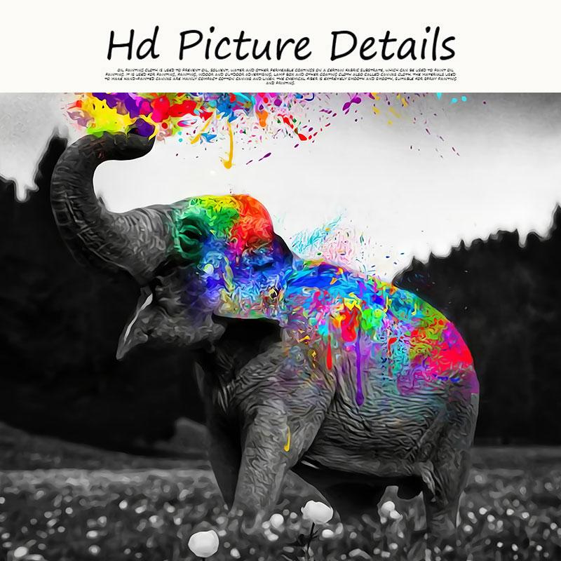 Black Elephant Canvas Paintings On The Wall Posters And Prints Modren Graffiti Art Animal Pictures for Kids Room Home Decoration