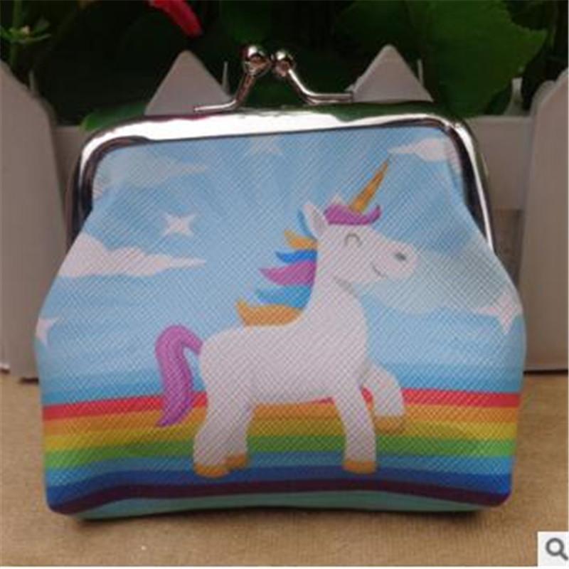 Cartoon Flower PU Leather Coin Purses Women Hasp Small Wallets Kids Girls Boys Cute Unicorn Retro Mini Change Purse Lady Pocket
