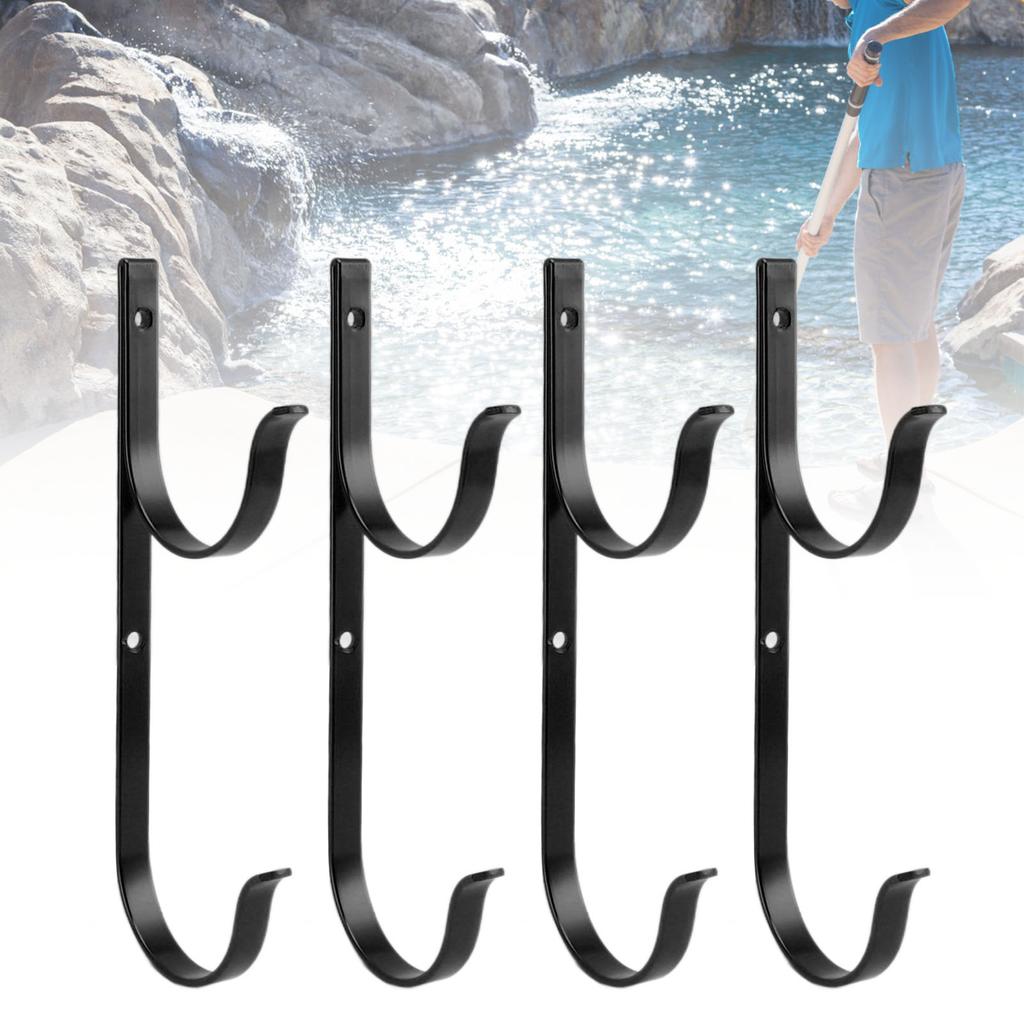 4 Sets Pool Pole Hanger Professional Aluminium Alloy Pool Holder Hook for Poles Brushes Vacuum Hoses Garden Tools