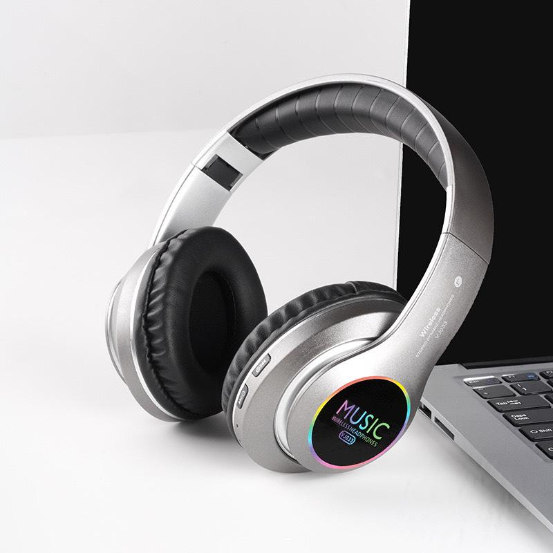 VJ033 Накладные спортивные Bluetooth 5.0 наушники со светодиодами