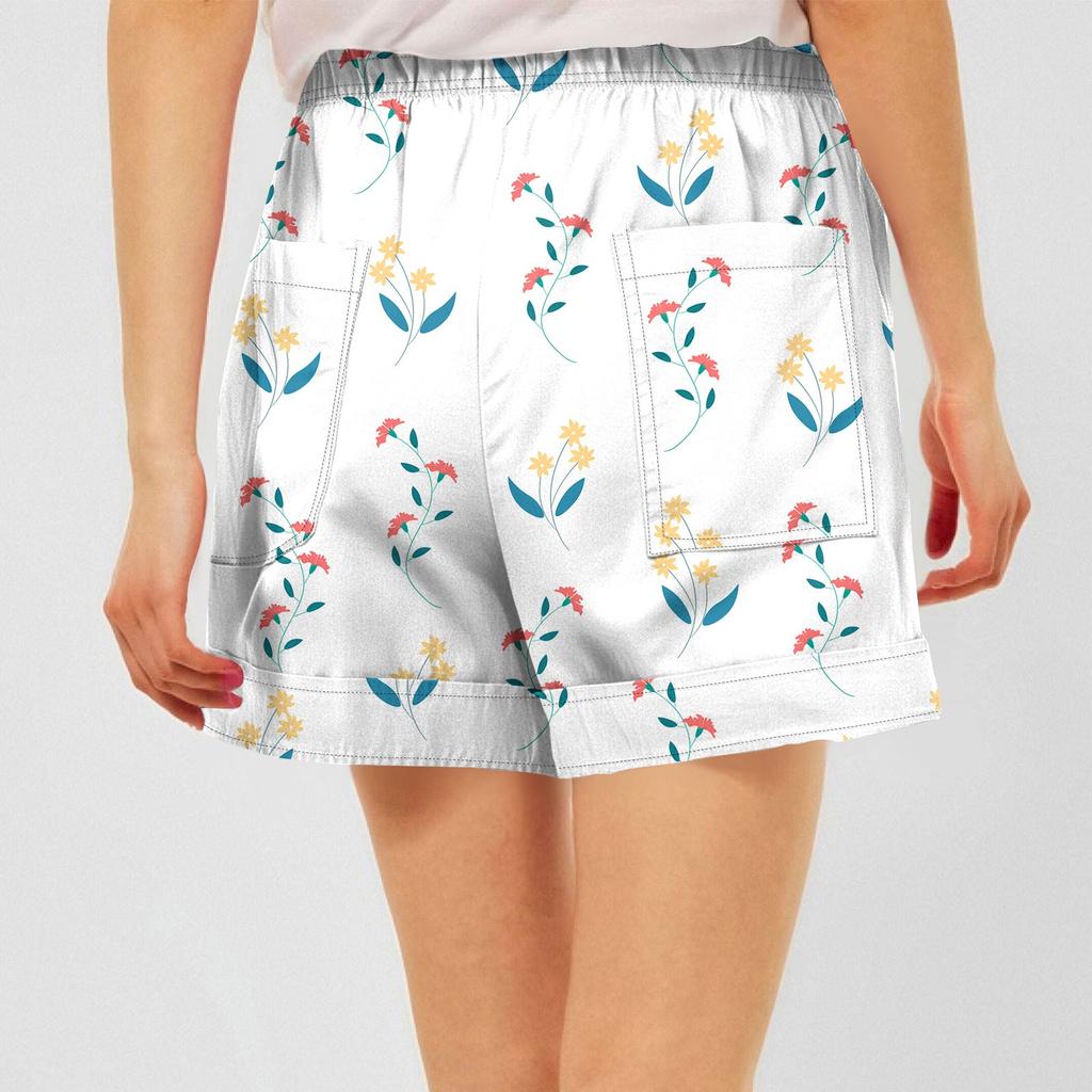 Women's Casual Summer Elastic Beach Shorts Print Casual Shorts