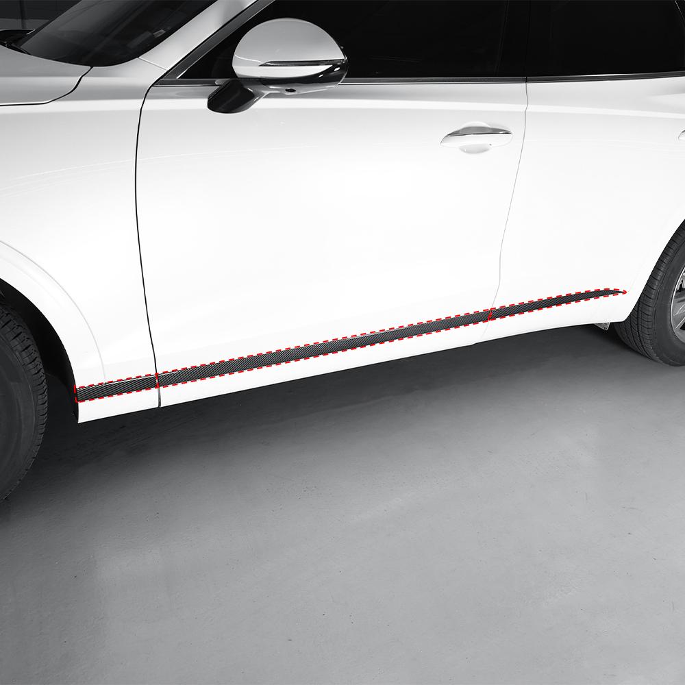 For Genesis GV70 2022-2025 6PCS Car Carbon Fiber Black ABS Body Side Panel Cover Trim Styling Mouldings Exterior Parts