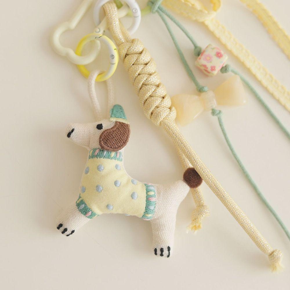 Polyester Braided Rope Bag Pendant Fabric Animal Couple Keyring  Girls Couple Girlfriends