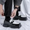 Fashion2024 Весна Мужские туфли из натуральной кожи Оксфорды с квадратным носком Нескользящая толстая подошва Мужские повседневные модные лоферы Мужская официальная обувь