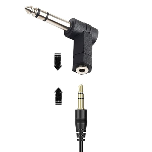 YACHUN L-Shaped 6.35mm to 3.5mm Phone Plug Converter, Male to Female Audio Adapter, Stereo Standard Plug Connector for Amplifiers, Digital Pianos, Key